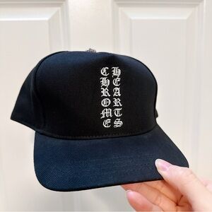 New Chrome Hearts Black Cap with White Gothic Logo